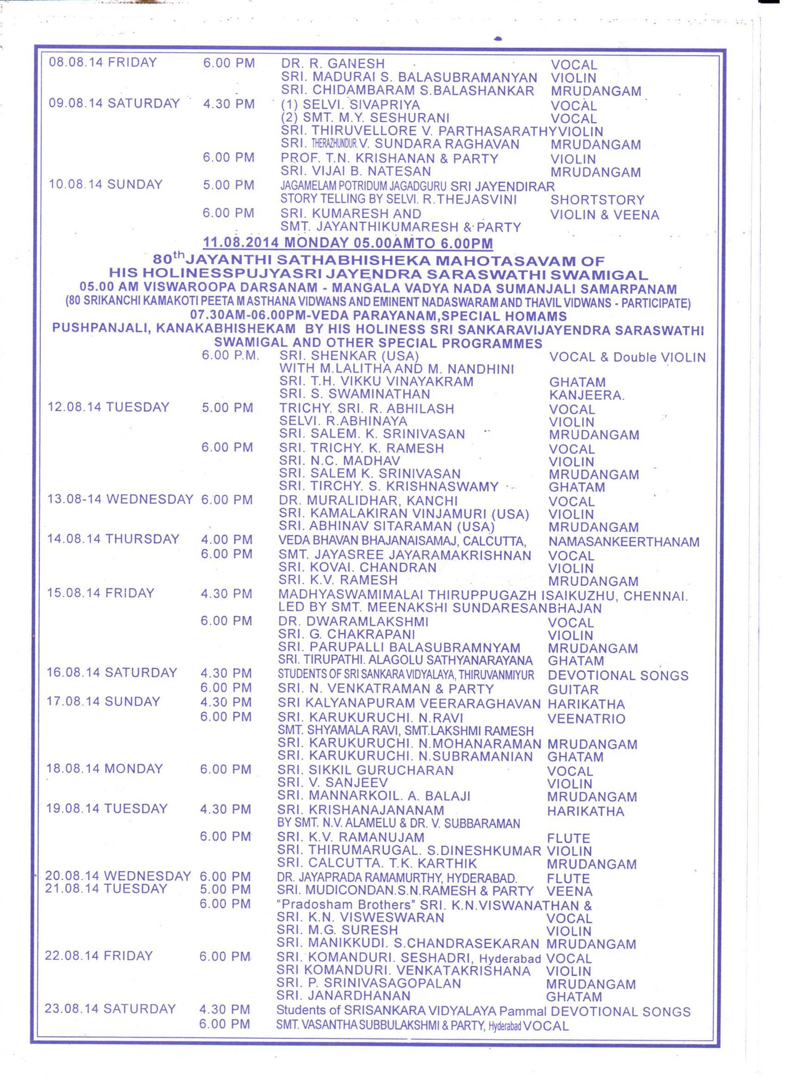 Chaturmasyam - Nadasamarpanam