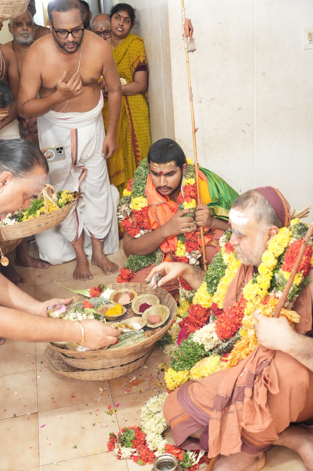 Prasadams from various devasthanams offered to Pujya Shankaracharya Swamijis