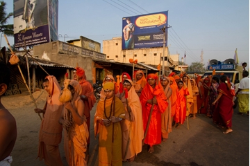 Children dresses as Sanyasis taking part in the procession