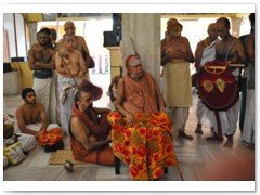 Their Holiness witnessing the Abhishekam