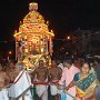 Devotees drawing the chariot along the Raja Veedhi